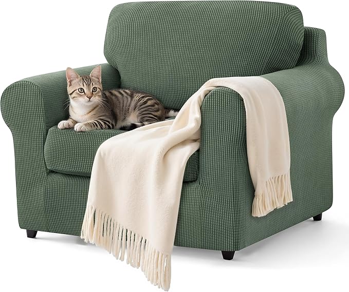 SUBRTEX 3 Pieces Stretch Sofa Slipcover Sets Couch Cover Sets Backrest Cushion Covers Furniture Protector Collection Set for Oversize Sofa Loveseat Chair Slip Covers(Small, Olive Drab)