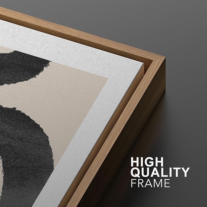SIGNWIN Framed Wall Art Print Set Black Squiggly Lines Over Tan Background Abstract Swirly Digital Art Modern Art Mid-Century Modern Expressive for Living Room, Bedroom, Office - 24"x36"x2 Panels