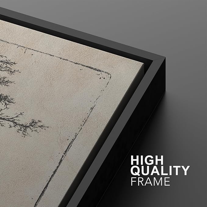 SIGNWIN Framed Canvas Print Wall Art Set Vintage Botanical Tree Sketches Illustrations Modern Art Minimal Boho Relax/Calm for Living Room, Bedroom, Office - 16"x24"x2 Black