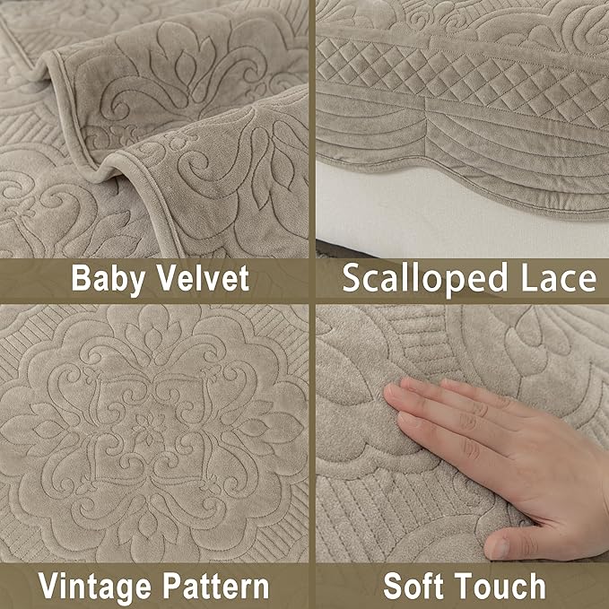Couch Cover for 1 Cushion, Velvet Fleece Vintage Sofa Slipcovers for Armrest Headrest, Non-Slip Armchair Sofa Slipcovers, Recliner Couch Protector for Pet Washable, Taupe, 36"X36",(Only 1 Pcs)