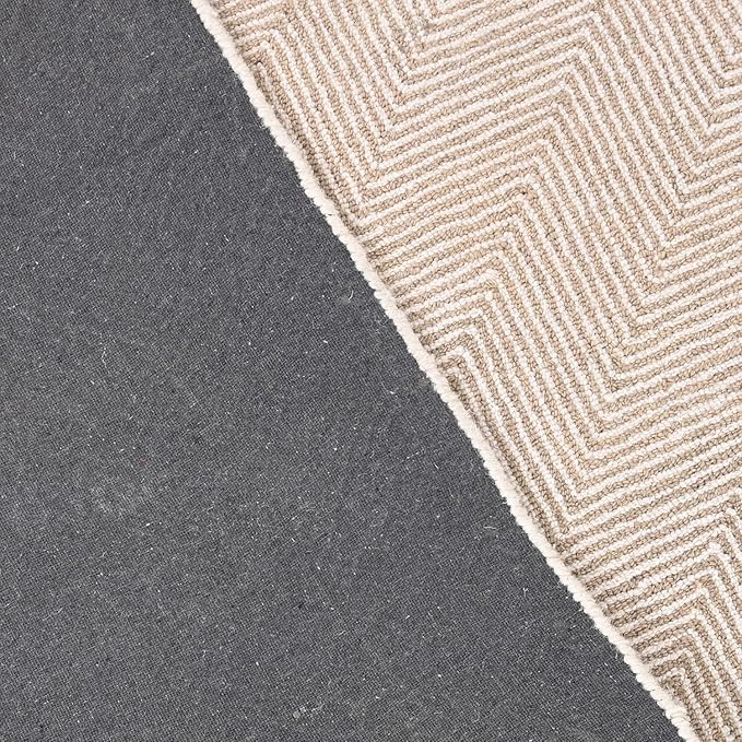 Modern Herringbone Chevron Collection Handcrafted Wool Area Rug - Durable, Zigzag Pattern, for High Traffic, Contemporary Design for Living Room, Bedroom, Dining Room Decor (Sand Beige, 2.6' x 10')