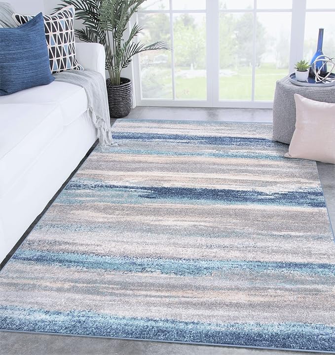 LUXE WEAVERS Tower Hill Abstract Blue 4x5 Area Rug