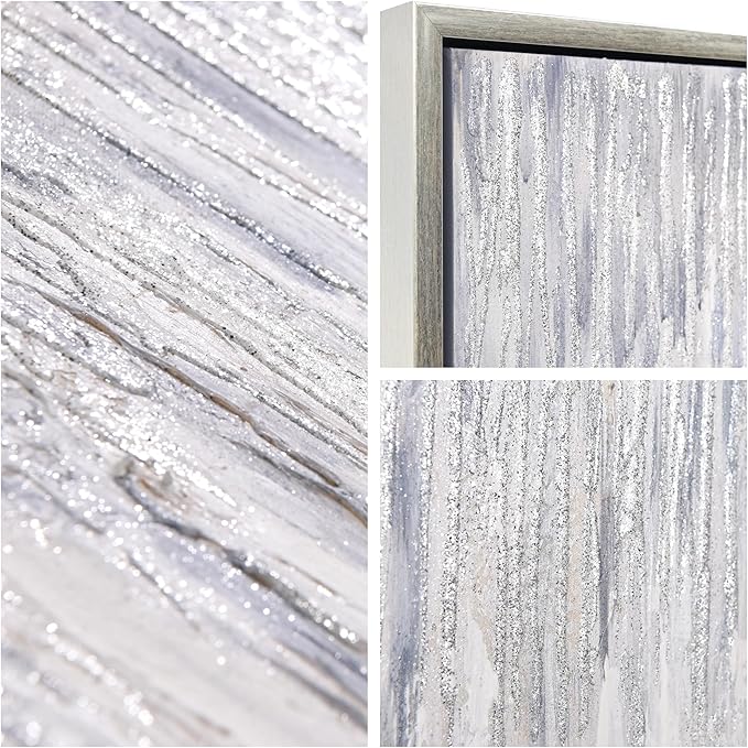 Empire Art Direct Gray Field II Textured Glitter Hand Painted Framed Canvas Wall Art, Ready to Hang, Living Room, Bedroom & Office, 30"x40"x1.5"