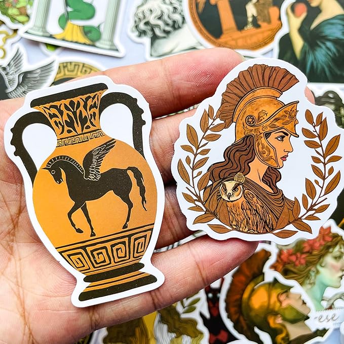 Vintage Greek Mythology History Stickers - 50Pcs Vinyl Waterproof Greece Stickers for Laptops,Water Bottles,Scrapbook,Journals