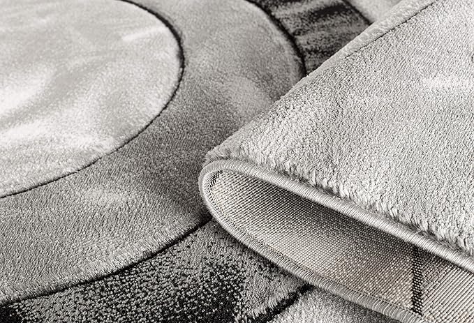 GLORY RUGS Area Rug Modern 5x7 Grey Black Circles Geometry Soft Hand Carved Contemporary Floor Carpet Fluffy Texture for Indoor Living Dining Room and Bedroom Area