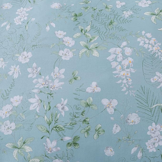 HoneiLife Wildflower Duvet Cover Queen - 100% Cotton Comforter Cover Sets, Floral Duvet Cover Sets 3-PC, Floral Bedlinen Set with Zipper Closure & Corner Ties