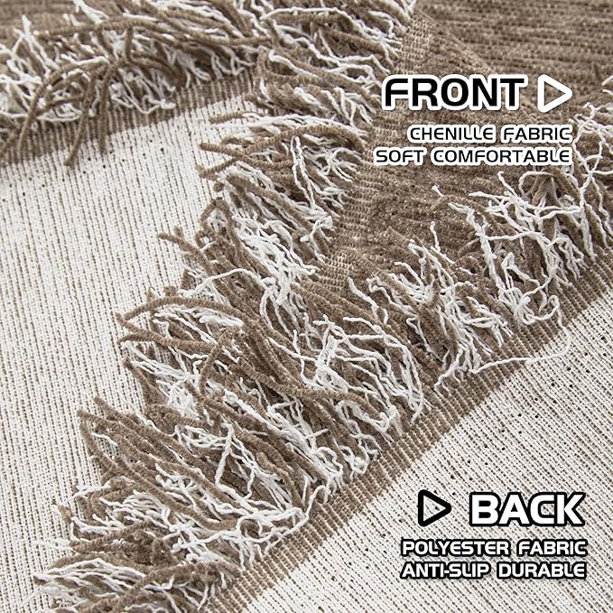 MEETSKY Couch Cover Sectional Sofa Covers Washable Chenille Couch Covers for 2 Cushion L Shape Sofa Slipcover Multi-Use Furniture Protector for Dogs Pets, 71" x 118", Sand