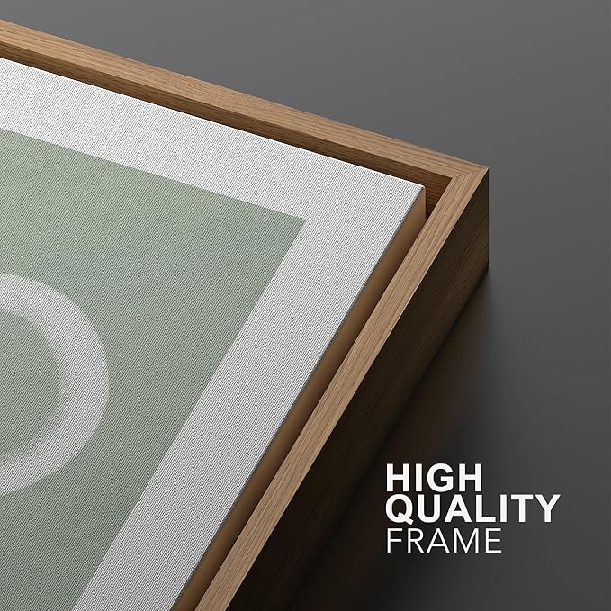 SIGNWIN Framed Wall Art Print Set White Line Over Contrasting Green Background Abstract Swirly Digital Art Modern Art Mid-Century Modern Expressive for Living Room, Bedroom, Office - 16"x24"x2 Panels
