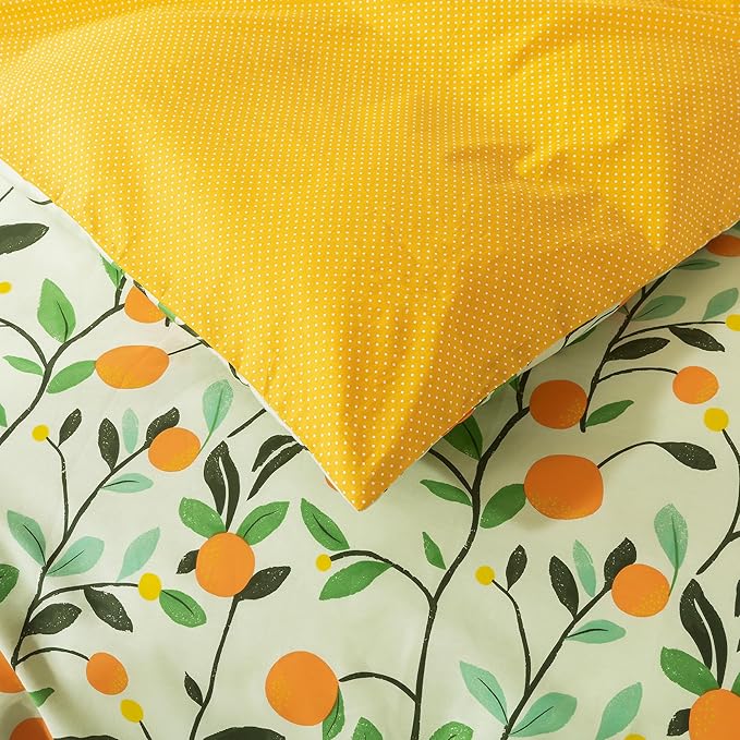 HoneiLife Cotton Duvet Cover Twin- Floral Comforter Cover 2-PC, Soft & Breathable Flower Bedding Duvet Cover Sets with Zipper Closure & Corner Ties, Wildflower Comforter Cover Sets, Fruit