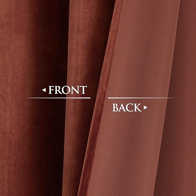 StangH Rust Velvet Curtains - Bedroom Blackout Window Covering 84 inch Length, Privacy Protect Thermal Insulated Drapes for Theater Media Room, W52 x L84, 2 Panels