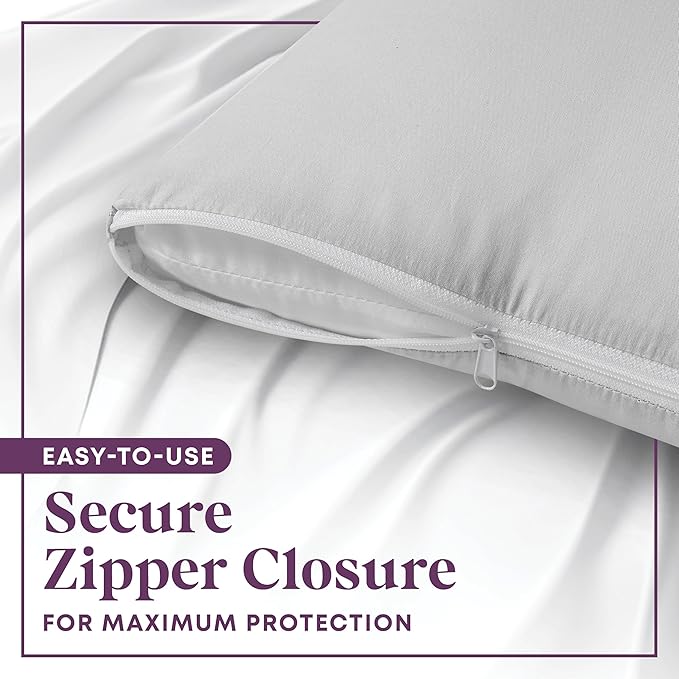 CirclesHome Pillow Protectors 2 Pack Standard Zippered - 100% Cotton Breathable Pillowcases - Protects Pillows from Dirt, Dust and Debris (Standard - Set of 2 - 20x26)