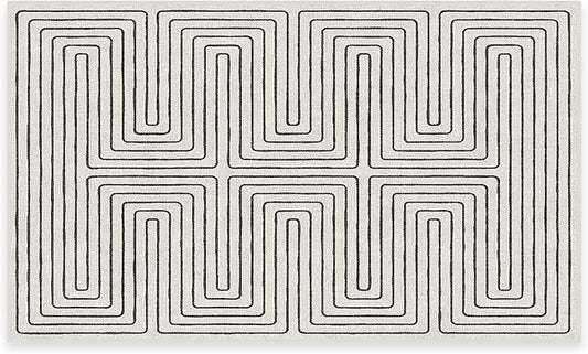 RUGGABLE x Jonathan Adler Machine Washable Modern Area Rug – Labyrinth Black/Ivory 3x5, Stain-Resistant, Non-Slip – Small Rugs for Living Room, Bedroom, Hallway, Entryway & Office–with Cushioned Pad