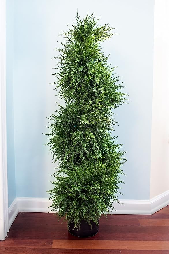 Nearly Natural 43in. Artificial Cedar Spiral Topiary with Lights