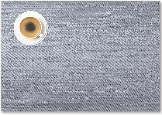 Placemats Set of 12 - Easy Clean Woven Vinyl Placemat for Dining Table, Indoor/Outdoor Place Mats, Washable PVC Table Mats（Gray）