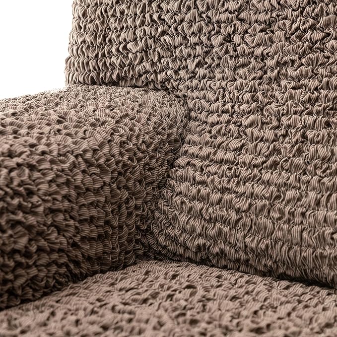 PAULATO BY GA.I.CO. Sofa Slipcover - Stretch Couch Cover - Stylish Cushion Sofa Cover - 1-Piece Form Fit Washable Protector for Pet - Mille Righe Collection - Camel