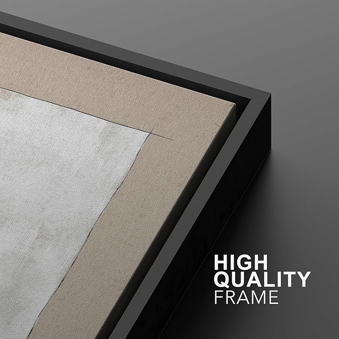 SIGNWIN Framed Canvas Print Wall Art Set Grunge Tan White Art Deco Polygons Abstract Shapes Illustrations Minimal Decorative Nordic Zen Bohemian for Living Room, Bedroom, Office - 24"x36"x2 Black