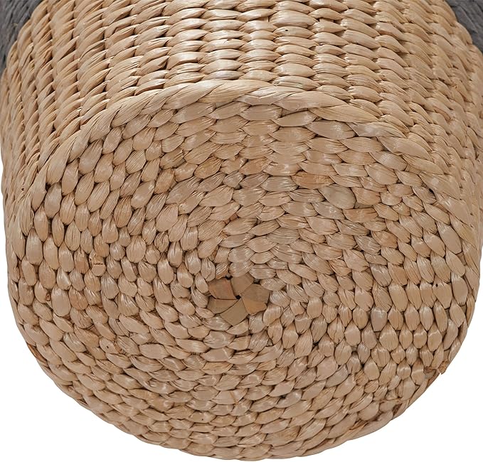 Household Essentials Wicker Waste Basket, 2-tone Hyacinth Waste Bin for Bathroom, Bedroom, Office