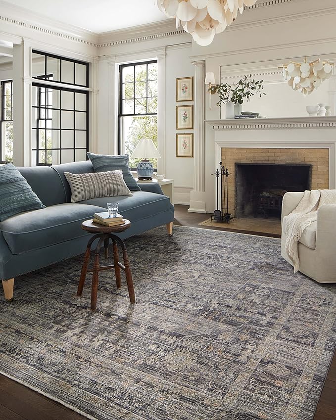 Loloi Jean Stoffer Katherine Collection KES-03 Midnight/Tobacco 2'-7" x 12'-0", .25" Pile Height, Runner Rug