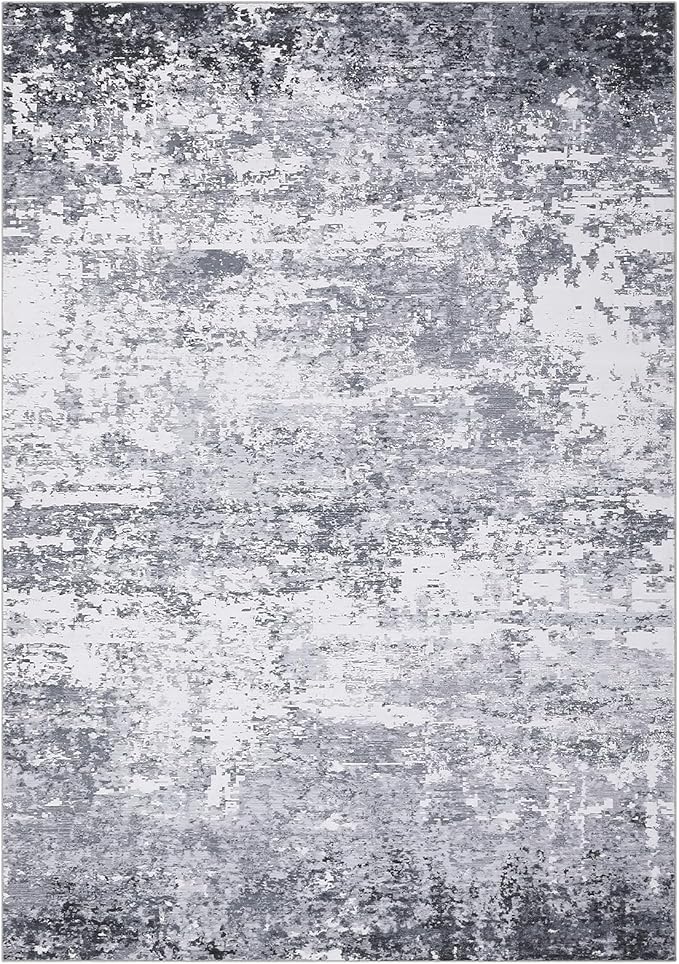 Modern Abstract 2x3 Area Rug Non Slip Non Shedding Low Pile Stain Resistant Rug for Entryway Kitchen Bedroom,Light Grey
