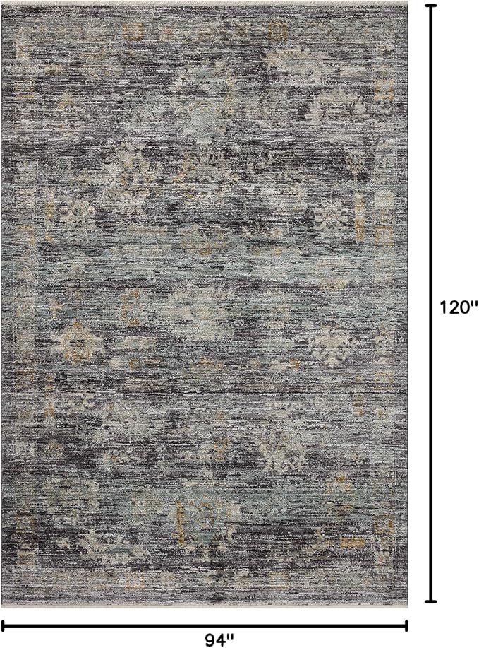 Loloi Jean Stoffer Katherine Collection KES-04 Ink/Jade 7'-10'' x 10', .25" Pile Height, Area Rug