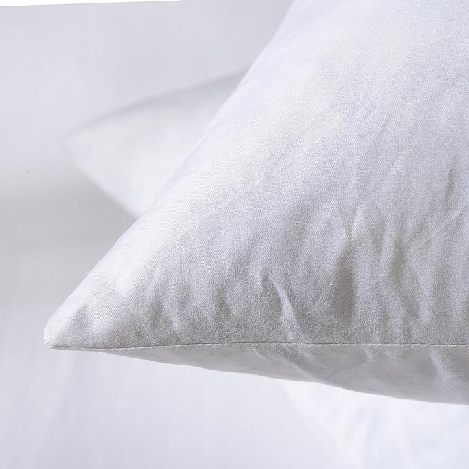 20x20 Decorative Throw Pillow Inserts-Down Feather Pillow Inserts-Square-Cotton Fabric-Set of 2-White.