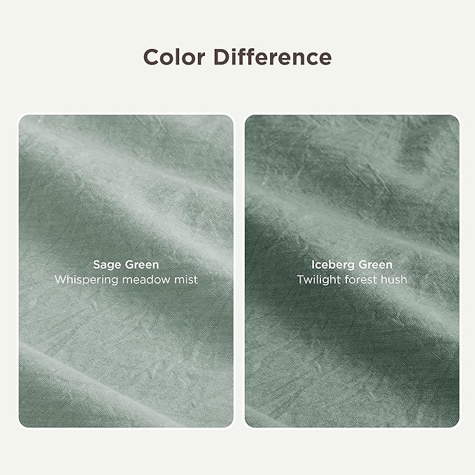 Bedsure 100% Washed Cotton Duvet Cover Queen Size - Sage Green Minimalist Cotton Duvet Cover Linen Like for All Seasons - GentleSoft™ Plain Simple Bedding (Sage Green, Queen, 90"x90")