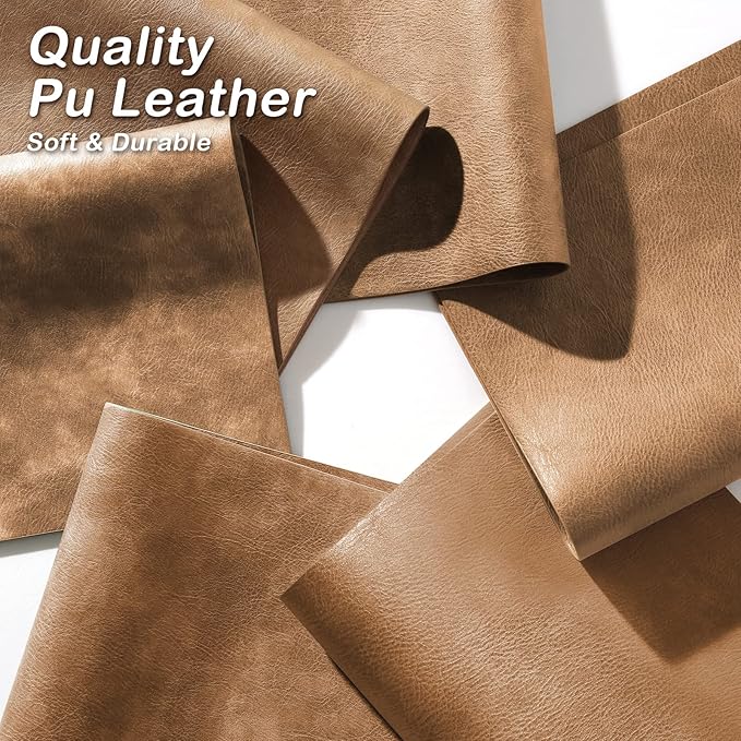 Faux Leather Placemats Set,Round PU Dinning Table Mats,Wipeable Easy to Clean Stain Resistant Heat Resistant Waterproof Place Mats Durable Plate Mats for Table Nordic Style (Brown(6Pack))