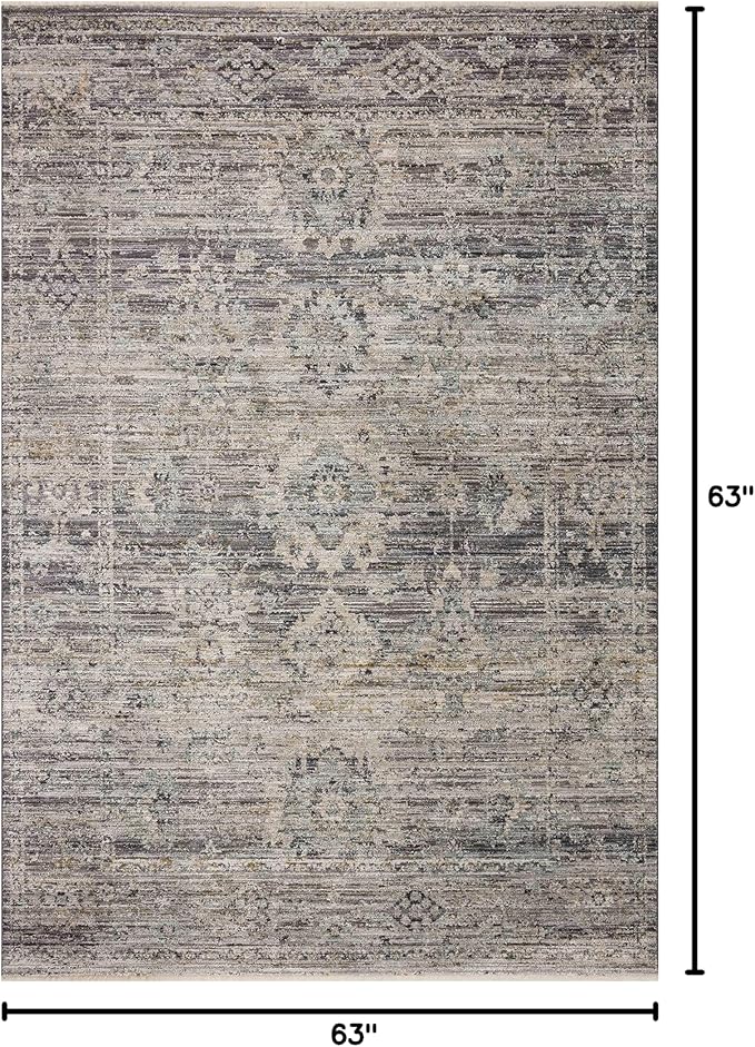 Loloi Jean Stoffer Katherine Collection KES-05 Graphite/Jade 5'-3'' x 5'-3'', .25" Pile Height, Round Accent Rug