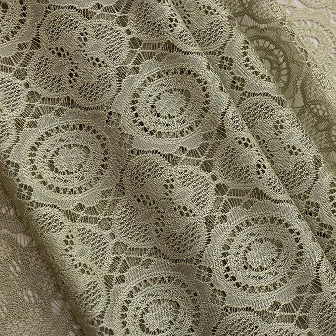 YJ YANJUN Boho Lace Curtains 84 Inches Long, Vintage Crochet Doily Pattern, Spring Sage Green Sheer Curtains for Living Room Bedroom Nursery, Farmhouse & Cottage Chic Style, W59 x L84-2 Panels