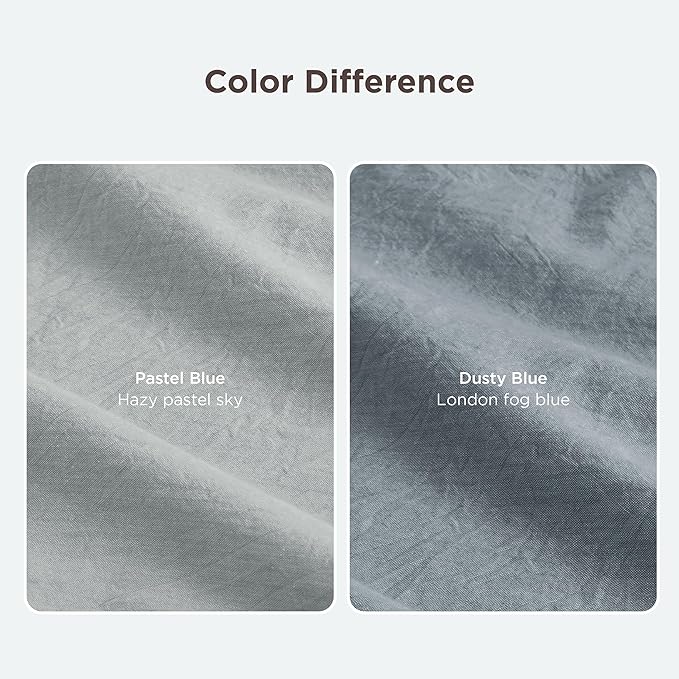 Bedsure 100% Washed Cotton Duvet Cover Queen Size - Dusty Blue Minimalist Cotton Bedding Linen Like for All Seasons - GentleSoft™ Plain Simple Duvet Cover, 3 Pieces (Dusty Blue, Queen, 90"x90")