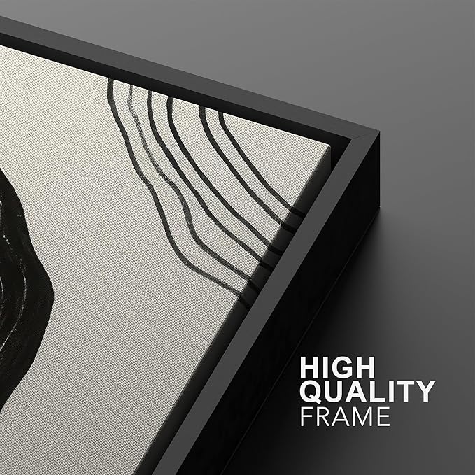 SIGNWIN Framed Canvas Print Wall Art Set Abstract Black Line Flow Minimalist Modern Art Minimal Boho Relax/Calm for Living Room, Bedroom, Office - 16"x24"x2 Black