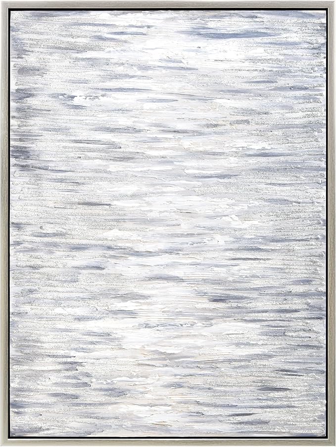 Empire Art Direct Gray Field II Textured Glitter Hand Painted Framed Canvas Wall Art, Ready to Hang, Living Room, Bedroom & Office, 30"x40"x1.5"