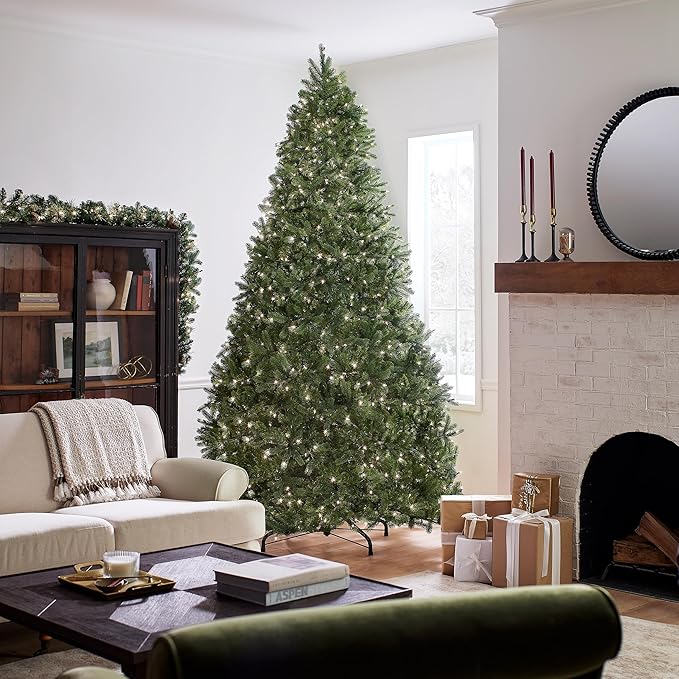 National Tree Company 10 ft Pre-Lit Downswept Douglas Fir Artificial Christmas Tree, 1,000 Clear Lights, 3,933 Tips, Includes Stand, Green