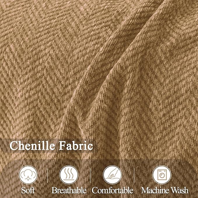 ALIECOM Sectional Couch Covers L Shape Sectional Sofa Cover for Dogs 2 Piece Thick Chenille L Shaped Couch Slipcover Blanket Chaise Pet Furniture Protector Washable (XX-Large, Light Brown)