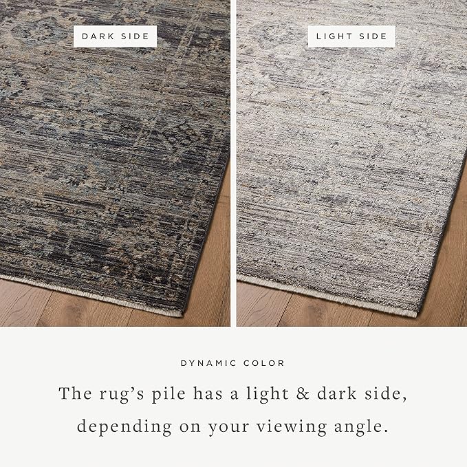 Loloi Jean Stoffer Katherine Collection KES-05 Graphite/Jade 2'-7'' x 10'-0'', .25" Pile Height, Runner Rug