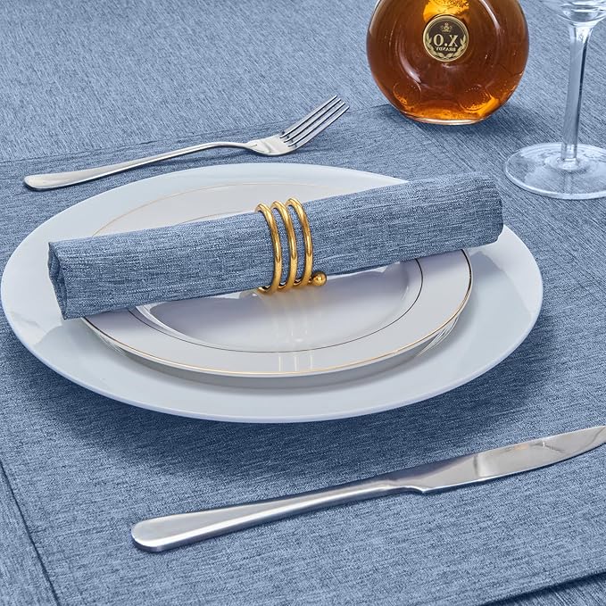 Rectangle Table Cloth Linen Farmhouse Stainproof Waterproof Washable Polyester Oblong Rectangular Fabric Table Cover for Kitchen Dining Dinner(Denim Blue/60x104 Inch)