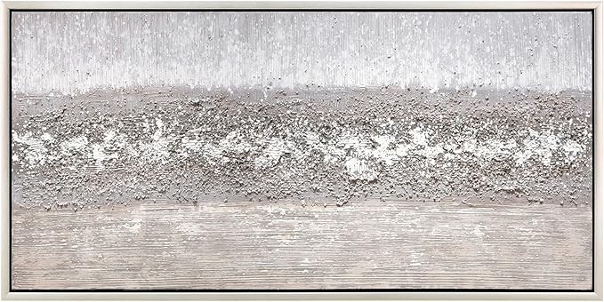 Empire Art Direct Tranquil Horizon Textured Glitter Hand Painted Framed Canvas Wall Art, Ready to Hang, Living Room, Bedroom & Office, 24"x48"x1.5"