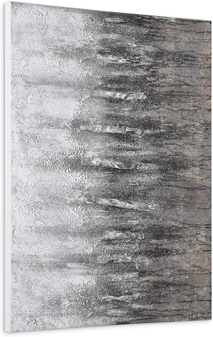 Empire Art Direct Abstract Wall Art Textured Hand Painted Canvas by Martin Edwards, Unframed, 40" x 30", Gray Frequency