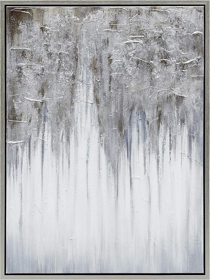 Empire Art Direct Abstract Wall Art Textured Hand Painted Canvas by Martin Edwards, Champagne Frame, 40" x 30", Iceberg