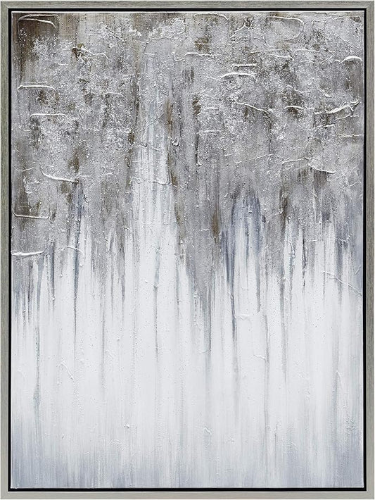 Empire Art Direct Abstract Wall Art Textured Hand Painted Canvas by Martin Edwards, Champagne Frame, 40" x 30", Iceberg
