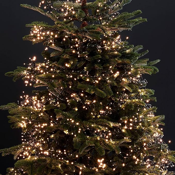 Dazzle Bright Christmas String Lights, 3 Pack Total 198FT 600LED Connectable Green Wire 8 Modes String Lights, Waterproof Christmas Light for Indoor Outdoor Patio Party Wedding Decorations, Warm White