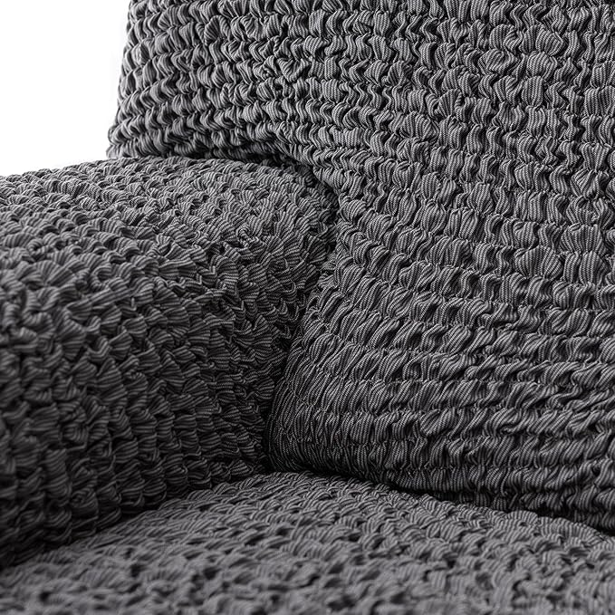 PAULATO BY GA.I.CO. Sofa Slipcover - Stretch Couch Cover - Stylish Cushion Sofa Cover - Soft Fabric Slipcover - 1-Piece Form Fit Washable Protector for Pet - Mille Righe Collection - Dark Grey