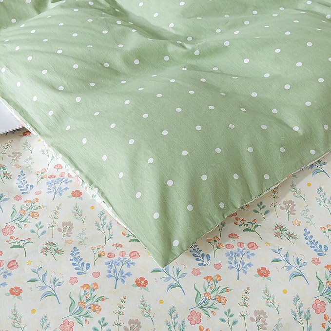 HoneiLife Duvet Dover Queen Size - 100% Cotton Bedlinen Set, Floral Comforter Cover with Zipper Closure & Corner Ties, 3-PC Wildflower Comforter Cover Sets