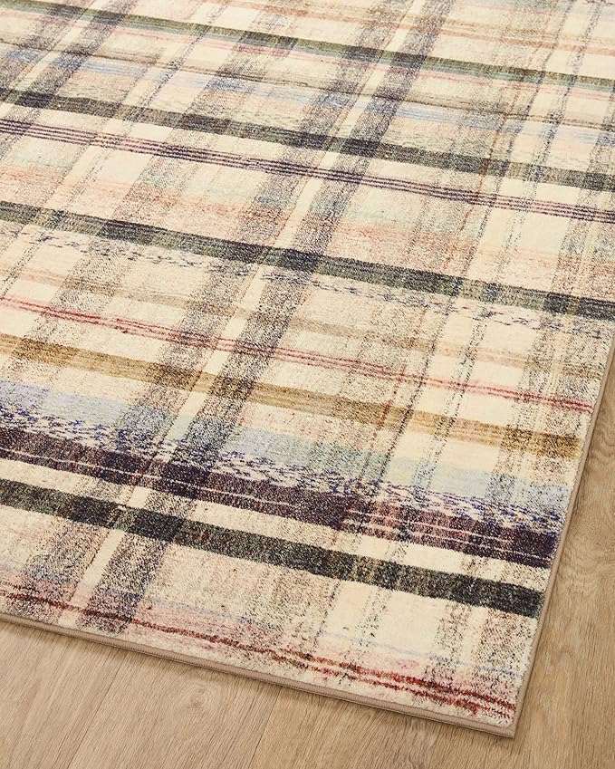 Loloi Chris Loves Julia Humphrey Collection HUM-02 Ivory/Multi 3'-6'' x 5'-6'', .38" Pile Height, Accent Rug feat. CloudPile