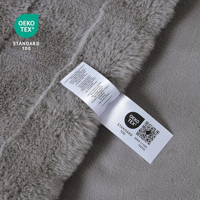Cozy Bliss Fluffy King Size Throw Blankets for Bed,Warm Cozy Soft Grey Faux Fur Throw Blankets for Sofa Bedroom Living Room,108x90 Inches