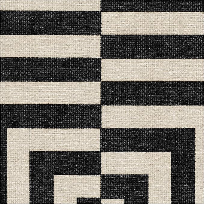 RUGGABLE x Jonathan Adler Machine Washable Modern Area Rug– Op Art Charcoal 6 ft Round, Stain-Resistant, Non-Slip – Medium Rugs for Living Room, Bedroom, Hallway, Entryway & Office–with Cushioned Pad