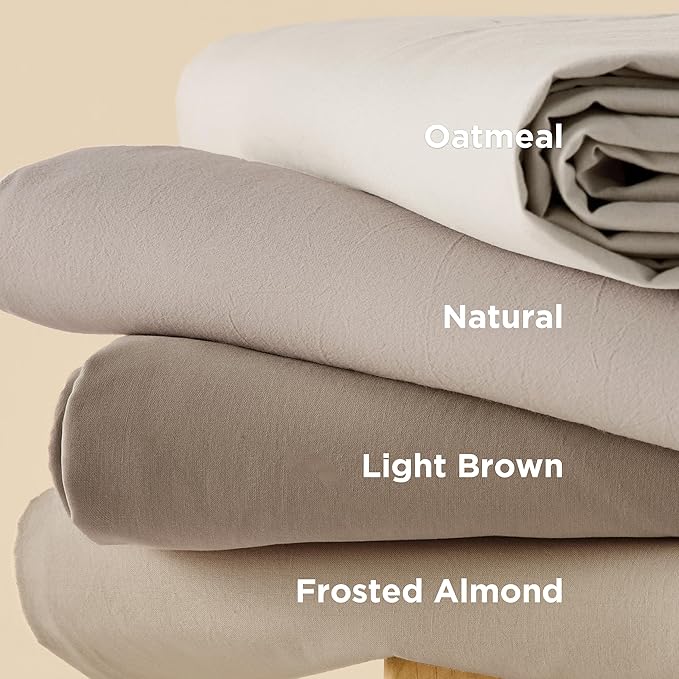 Bedsure 100% Washed Cotton Duvet Cover Oversized King - Light Brown Minimalist Cotton Duvet Cover for All Seasons - GentleSoft™ Plain Simple Bedding, 3 Pieces (Light Brown, Oversized King, 120"x98")