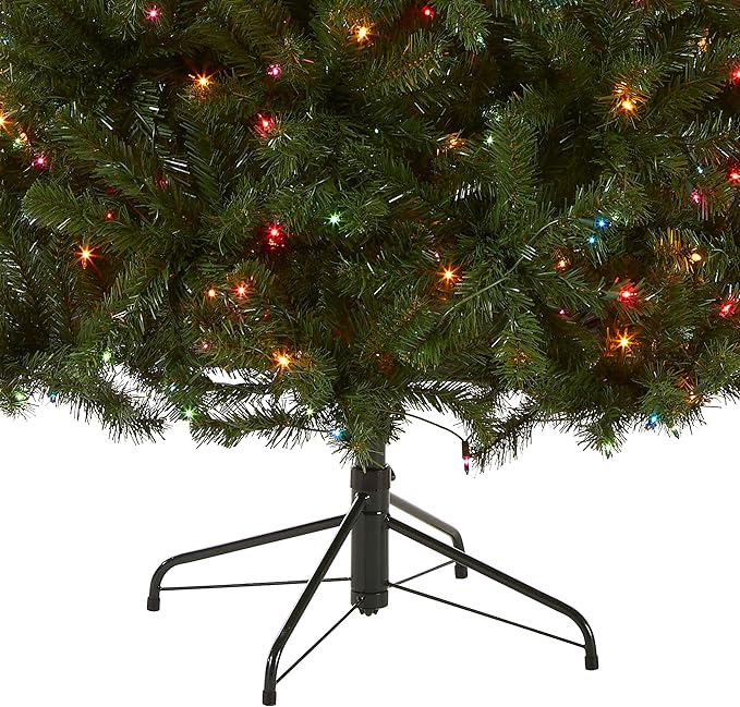 National Tree Company 7 ft Pre-Lit North Valley Spruce Full Artificial Christmas Tree, 500 Multicolor Lights, 1,096 Tips, Includes Stand, Green