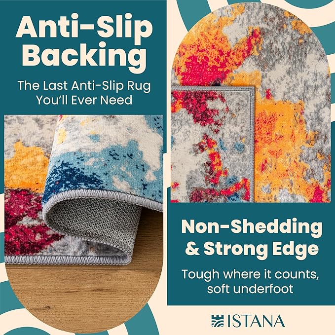 Istana 2x3 Area Rug - Multi Colors Boho Rugs for Living Room 2x3 - Foldable Small Rugs for Bedroom - Stain Resistant Washable Rug Non Slip - Eco-Friendly Area Rugs Indoor