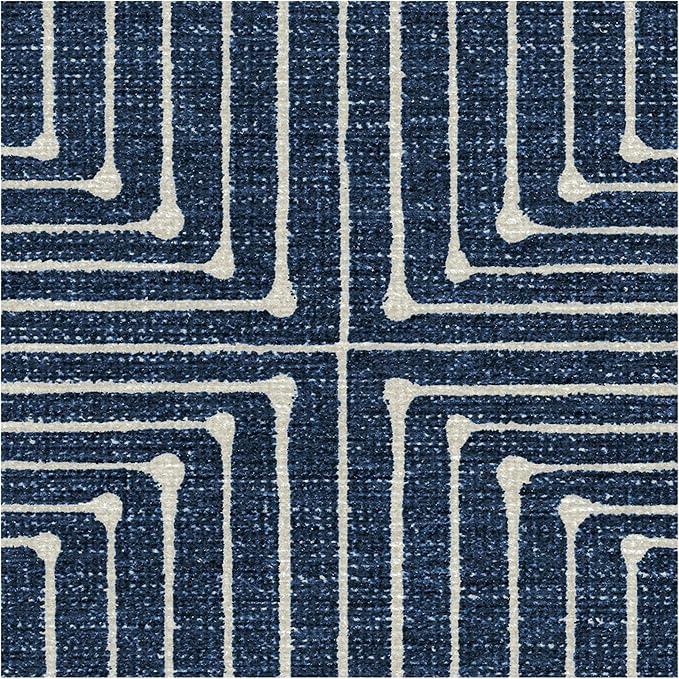 RUGGABLE x Jonathan Adler Machine Washable Modern Runner Rug – Inkdrop Lapis Blue 2.5x10, Stain-Resistant, Non-Slip – Washable Rug for Hallway, Entryway, Living Room & Kitchen–with Standard Pad